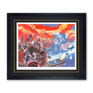 Alex Ross Captain America: Winter in America Framed, Limited 250 Piece Edition Size Fine Art Print by Sideshow; Hand--Signed by Artist with Certificate of Authenticity